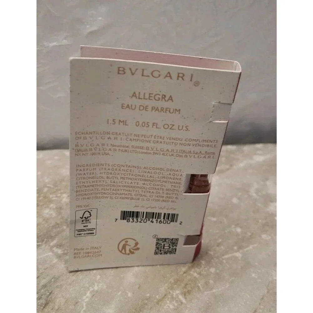 BVLGARI Allegra Baciami Eau de Parfum Sample Spray 1.5ml / 0.05oz - Picture 2 of 3
